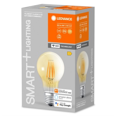 Светодиодная лампа Smart+WiFi CL Edison Gold DIM 53 6W/824 E27 Светодиодная лампа Smart+WiFi CL Edison Gold DIM 53 6W/824 E27